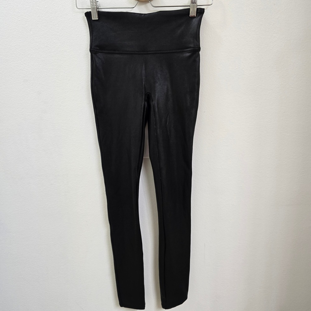Spanx Faux Leather Leggings Black High Waist Shaper Pants S/P Small 20110R